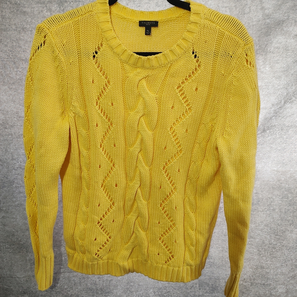 Talbots Bright Yellow Cable Knit Sweater